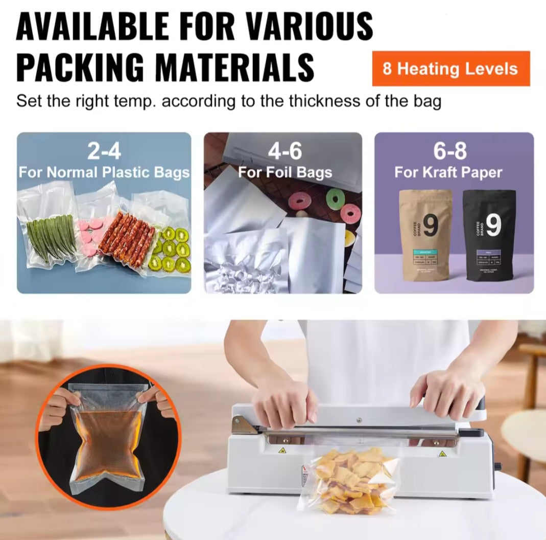 12 Inch Professional Impulse Manual Heat Sealing Machine with Adjustable Heating Mode