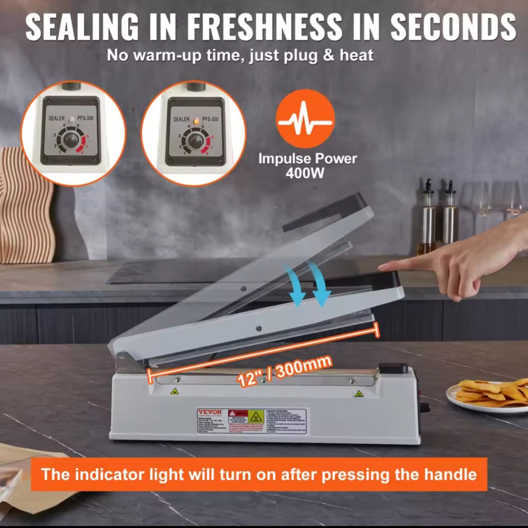 12 Inch Professional Impulse Manual Heat Sealing Machine with Adjustable Heating Mode